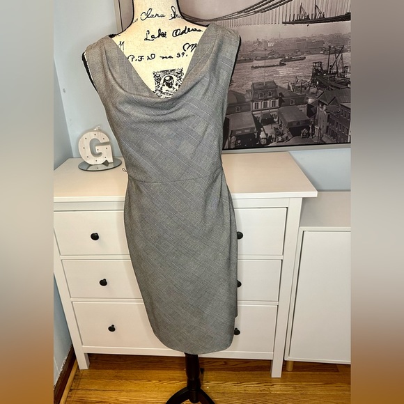 Sleeveless cowl scoop neck corporate style dress. Chic and flattering. - Picture 14 of 14